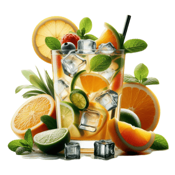 Refreshing Citrus Cocktail with Mint and Ice png