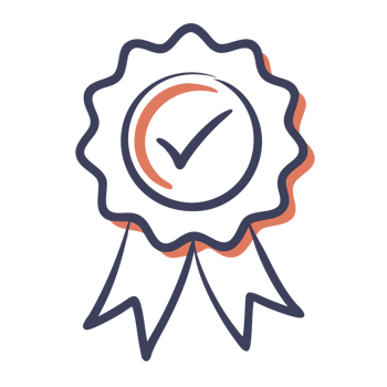 A badge with a check mark on it png