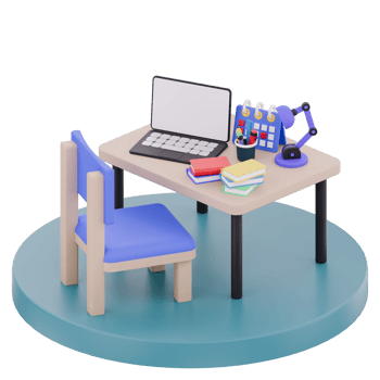 3D Student Study Nook png