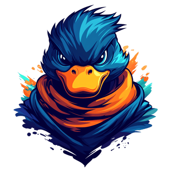 Fierce blue duck ninja a digital illustration on transparent background for avatar use png