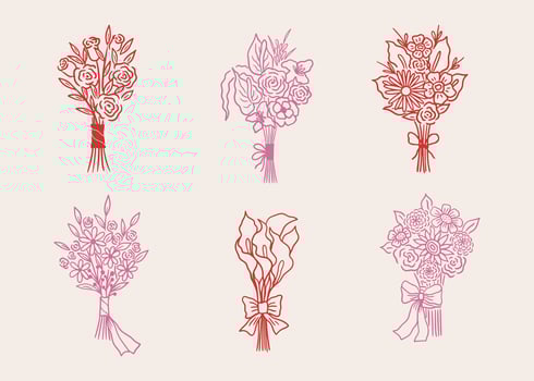 Wedding bouquets hand drawn style. vector