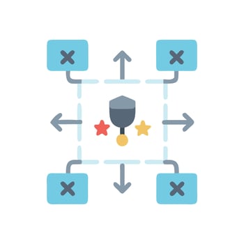 Strategy Icon with arrows and cancel sign vector