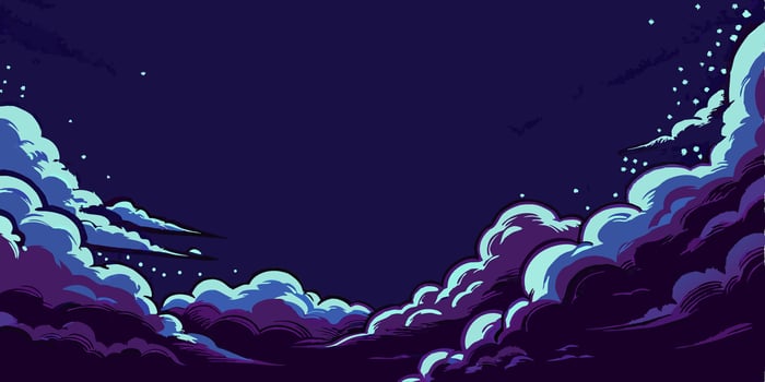 Night Sky Cloudscape, Purple and Blue vector