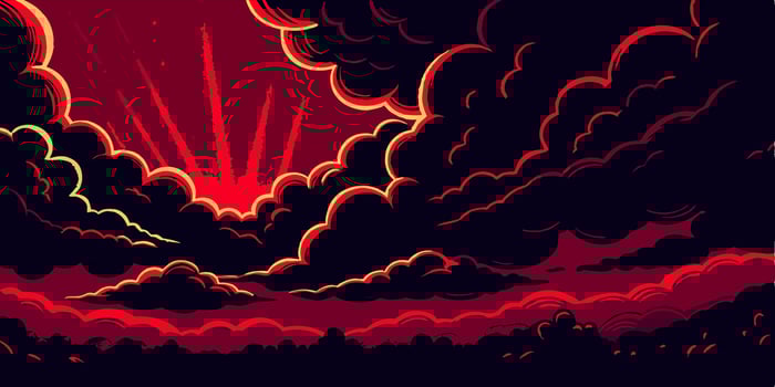 Red Sunset Cloudscape Dramatic Sky vector