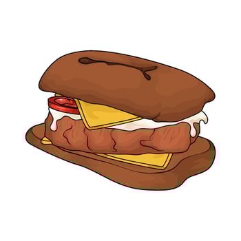grilled chicken sandwich illustration vector