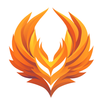 Fiery phoenix wings logo a majestic symbol of rebirth and power on transparent background png