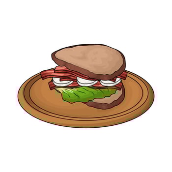 illustration of sandwich served on a wooden plate vector