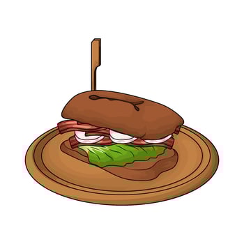 sandwich on a wooden plate vector