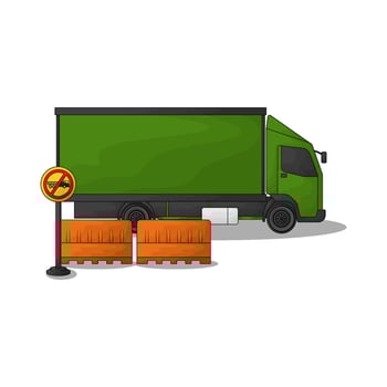 illustration of truck and road barrier vector