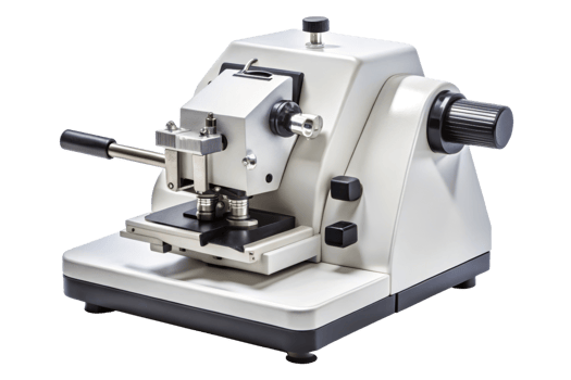 Rotary microtome instrument for laboratory tissue slicing isolated on a transparent background png