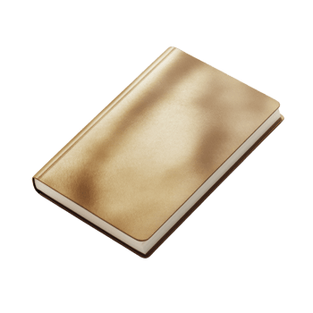 Isolated golden-toned journal mockup evoking reflection and creative writing space png