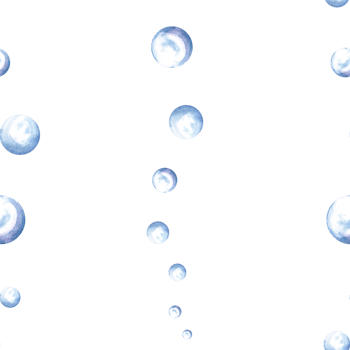 Streams of water bubbles vertical watercolor seamless pattern for kids designs. Stripes of transparent spheres from air different size. Hand drawn illustration splater round blobs for babies textile. png