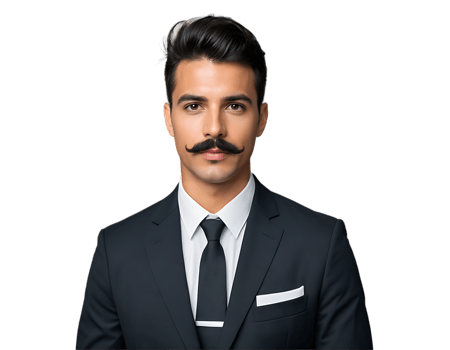 A man with a mustache and a suit png