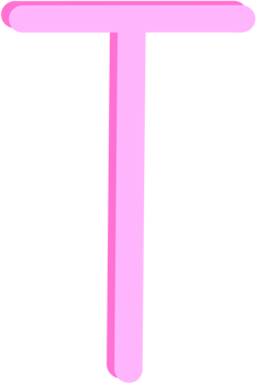 Lovely pink color and style of english alphabet capital letter T. png