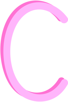 Lovely pink color and style of english alphabet capital letter C. png