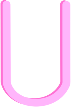 Lovely pink color and style of english alphabet capital letter U. png