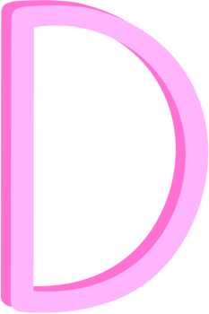 Lovely pink color and style of english alphabet capital letter D. png