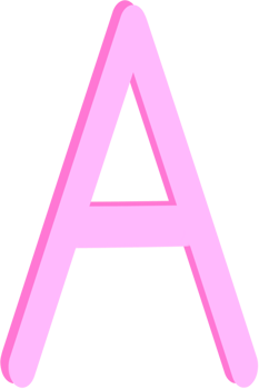 Lovely pink color and style of english alphabet capital letter A. png
