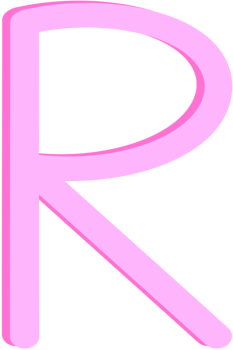 Lovely pink color and style of english alphabet capital letter R. png