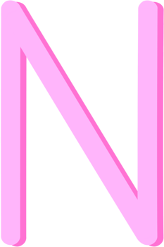 Lovely pink color and style of english alphabet capital letter N. png