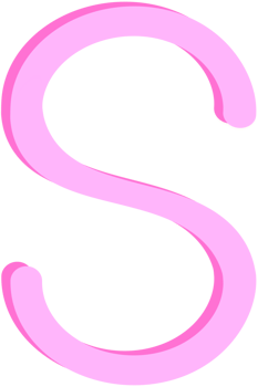 Lovely pink color and style of english alphabet capital letter S. png