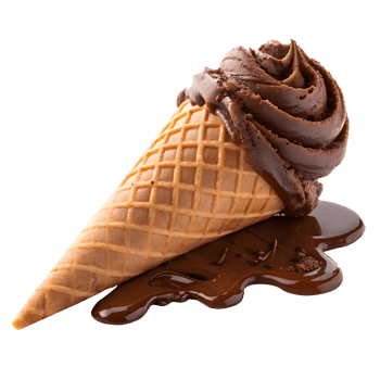 Chocolate ice cream cone melting on a sunny day png