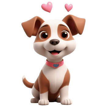 3D Render of a cute Jack Russell Terrier dog with hearts png