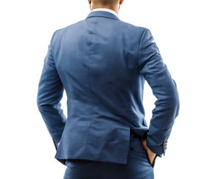 Stylish blue suit on professional man walking confidently png