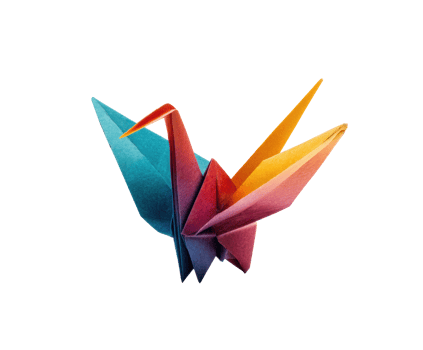 Colorful origami crane art for decoration and celebration png