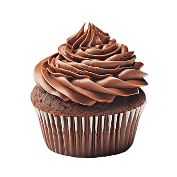 Cupcake with cream on a transparent background, chocolate png