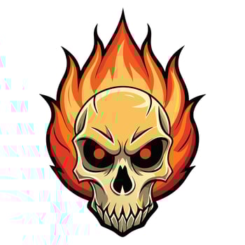 Skull with fire flames Fire with flames on its head vector