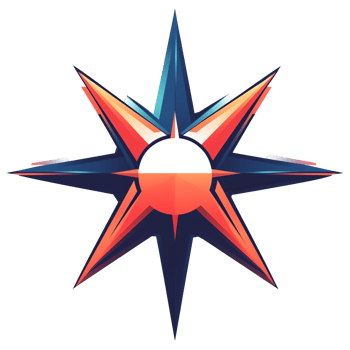Abstract starburst symbol in red white and blue on transparent background modern design png
