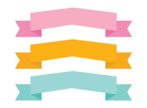 set with colorful ribbon banners, origami paper labels vector