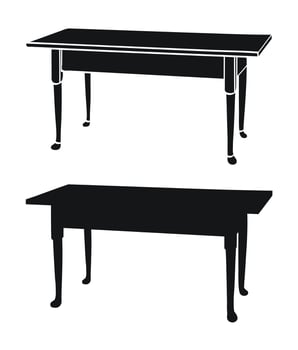 Rectangular dining table, black silhouette furniture vector