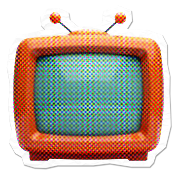Colorful retro TV in pop art halftone style png