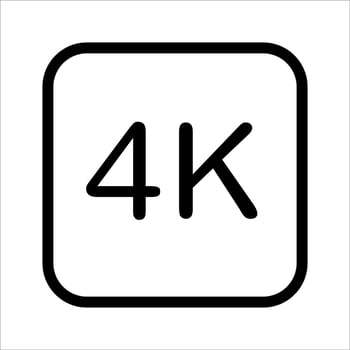 A black and white 4k icon on a white background vector
