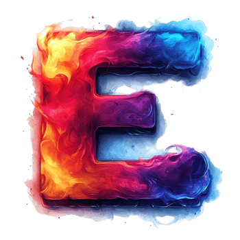 Fiery and icy letter e on transparent background a vivid alphabetical design png