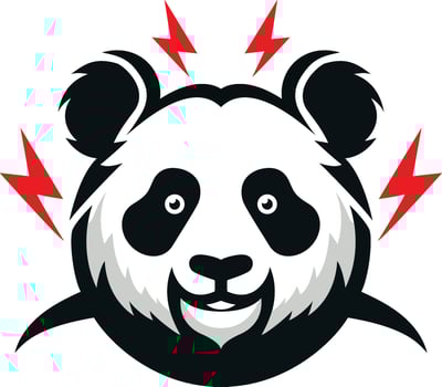 Energetic Panda Mascot with Lightning vector