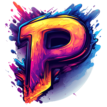 Illustration - Vibrant Letter P with Colorful Splashes png