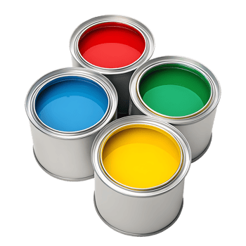 Four paint cans with different colors png