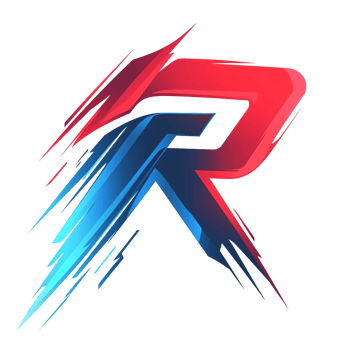Stylish red and blue gradient letter r logo on transparent background png