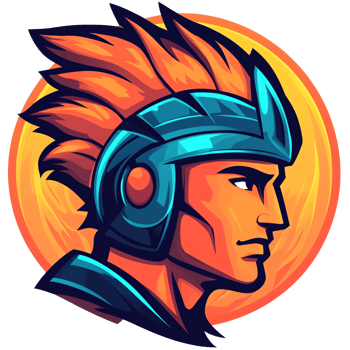 Vibrant warrior portrait with helmet and orange hair on transparent background illustration png