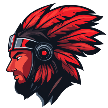 Fierce cybernetic native american warrior profile digital art on transparent background png