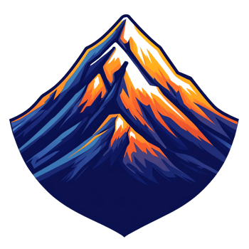 Majestic mountain peak logo sunset hues on transparent background png