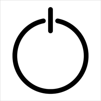 A unique black and white icon of a power button vector