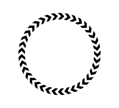 Chevron arrow circle. Chevron shape round frame. Motion direction road border. Triangle arrow sign. Warning repeat stripe. Circle arrow icon. illustration isolated on background vector