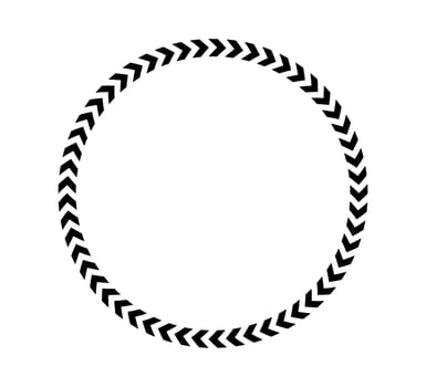 Chevron arrow circle. Chevron shape round frame. Motion direction road border. Triangle arrow sign. Warning repeat stripe. Circle arrow icon. illustration isolated vector