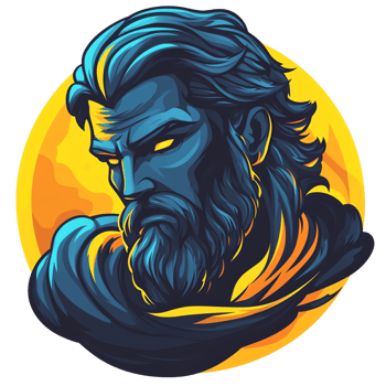 Mysterious blue skinned figure with a beard against a yellow moon on transparent background png