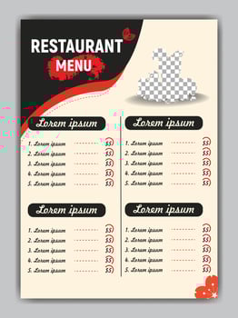 Minimalist A4 Food Menu Flyer Template. vector