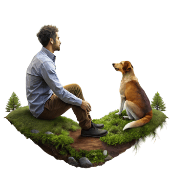 Bearded Man with Adorable Dog png